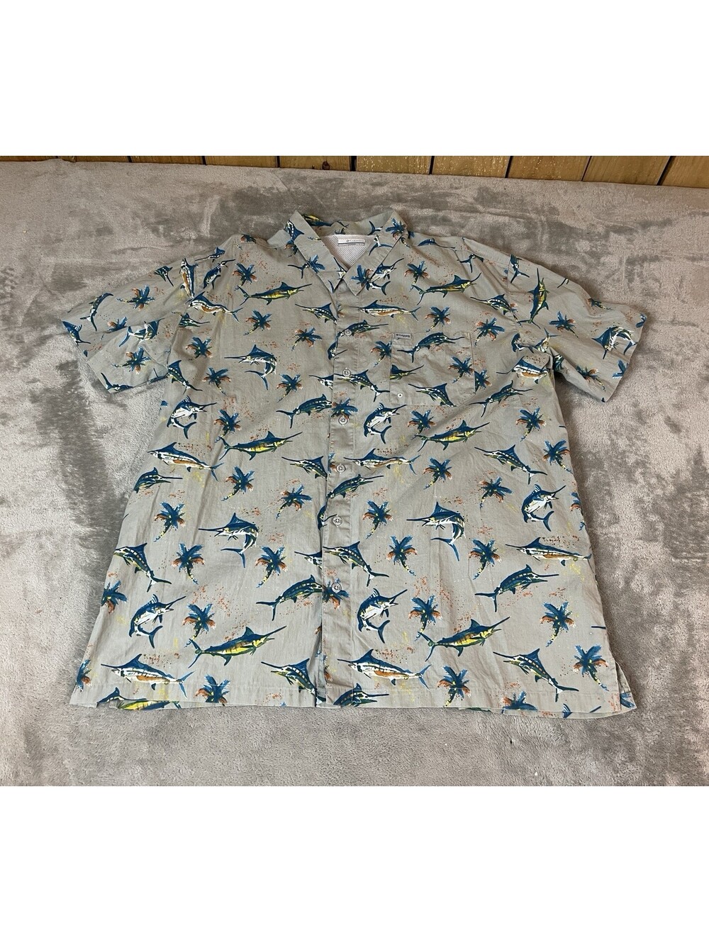 Columbia PFG Men's Short Sleeve Marlins Print Vented Shirt Size XXL